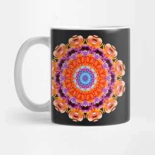 Purple and Orange Rose Kaleidoscope Pattern Mug